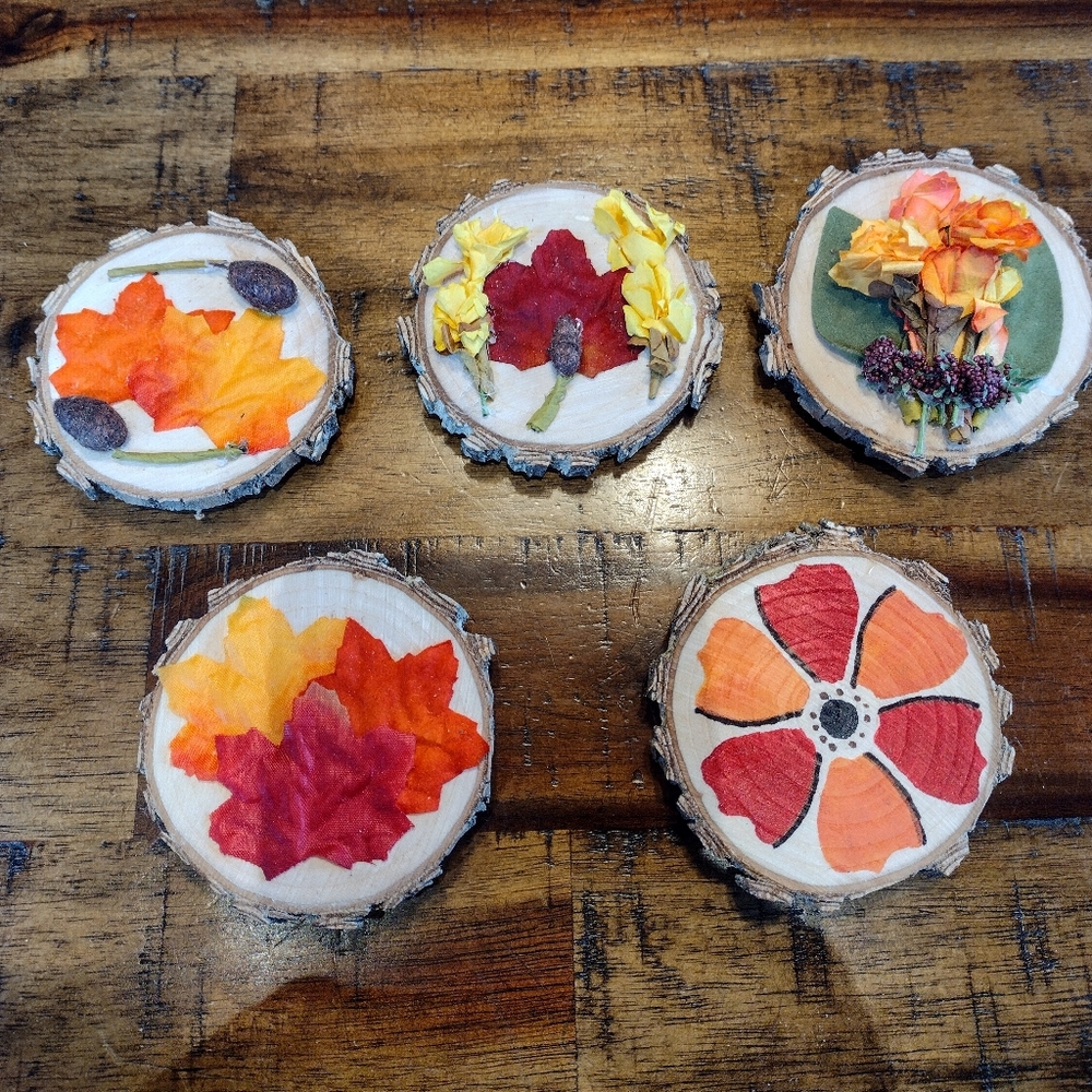 NEW, Handmade Bundle of 5 Fall Themed Magnets